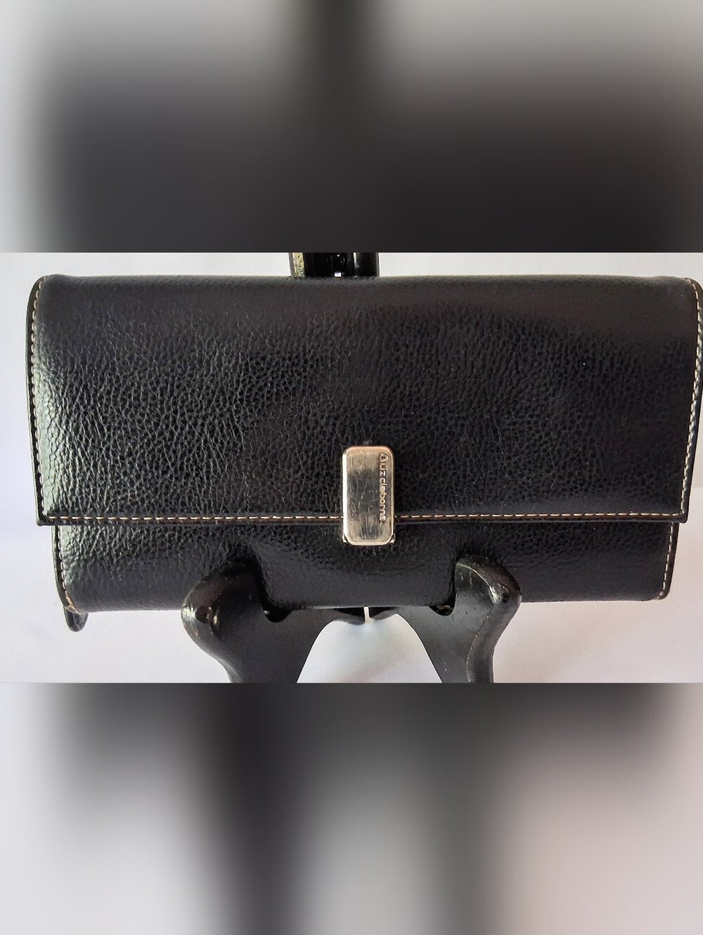 Liz Claiborne Black Leather Tri-Fold Wallet